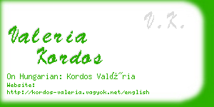 valeria kordos business card